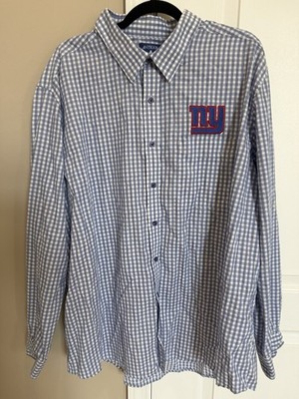 Antigua New York Giants NFL Gingham Long Sleeve ButtonDown Shirt Size 2XL